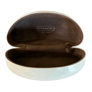 COACH Eyeglass Sunglass Hard Case Beige Signature “C” Logo Clamshell